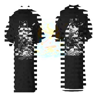 Divertido Perro Border Collie Japonés Gran Ola Ukiyoe Arte Ninja Camiseta unisex - Regaloses
