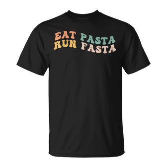 Eat Pasta Run Fasta Spaghetti Lovers Groovy Retro T-Shirt - Geschenkecke