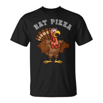 Eat Pizza Thanksgiving Angry Turkey Gobble T-Shirt - Monsterry