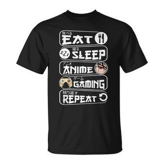 Eat Sleep Anime Gaming Repeat Kawaii Anime Gamer T-Shirt | Mazezy