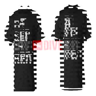 Eat Sleep Dive Repeat Diver Scuba Diver T-Shirt - Monsterry