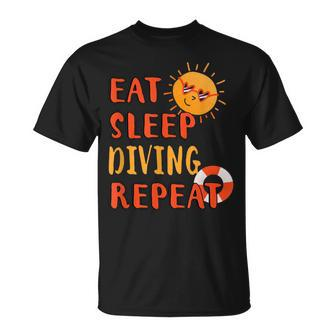 Eat Sleep Diving Repeat Diving Hobby Diver Pastime Summer T-Shirt - Monsterry DE