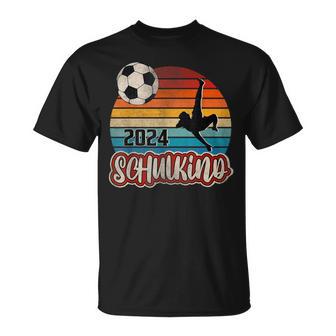 Einschulung Schulkind 2024 School Cone Boy Footballintage T-Shirt - Geschenkecke