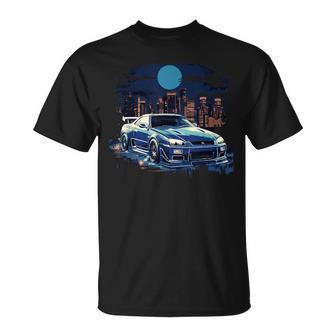 Entusiasta De Los Coches Blue Gt R 34 Skyline Jdm Camiseta unisex - Regaloses
