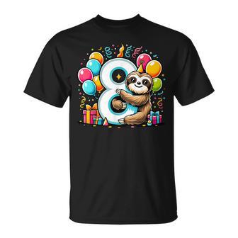 Faultier 8 Geburtstag Für Junge Mädchen 8 Jahre Alt Acht Faultier T-Shirt - Geschenkecke