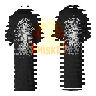 My Favorite Spirit Is Whiskey Halloween Ghost Drinking T-Shirt - Monsterry