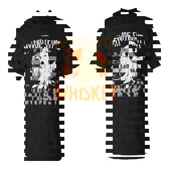 My Favorite Spirit Is Whiskey Halloween Party Drinking Ghost T-Shirt - Monsterry