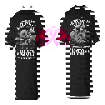 Her Fight Is Our Fight Boxing Gloves Breast Cancer Awareness T-Shirt - Monsterry