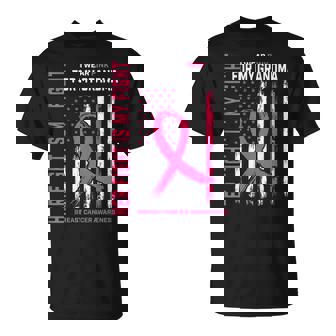 Her Fight Is My Fight I Wear Pink Grandma Breast Cancer Flag T-Shirt - Monsterry