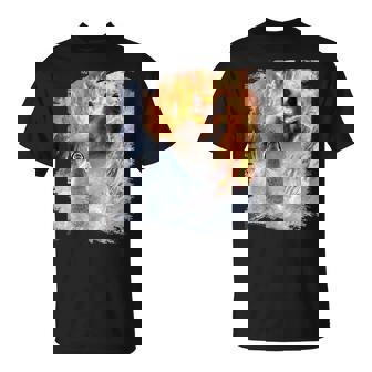 Fire And Ice Wolf Snowy Good And Evil Wolves T-Shirt - Monsterry