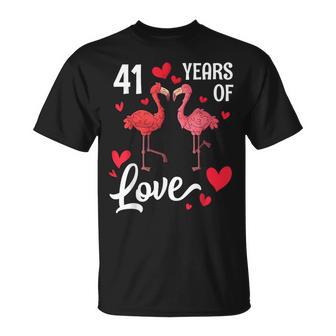 Flamingo-Ehemann Und Ehefrau Tanzen Zusammen Und Freuen Sich Über 41 Jahre Liebe T-Shirt - Geschenkecke