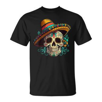 Flower Sugar Skull Cinco De Mayo Mexican Dia De Los Muertos T-Shirt - Geschenkecke