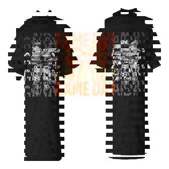 Football Coquette Bow Game Day Season Football Season T-Shirt - Monsterry