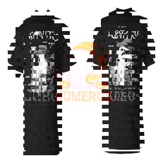 I Found This Humerus Halloween Ghost Skeleton Womens T-Shirt - Thegiftio UK