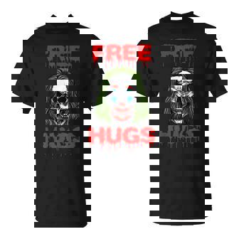 Free Hugs Halloween Evil Killer Scary Clown Horror Skeleton T-Shirt - Monsterry