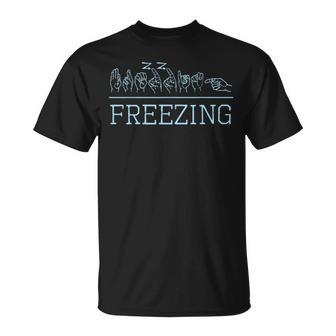 Freezing Deaf Pride ASL Sign Language Winter T-Shirt - Monsterry