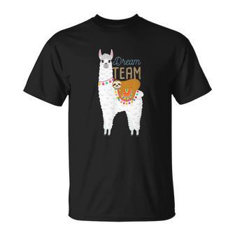 Alpaca Lama With Sloth Dream Team T-Shirt - Geschenkecke