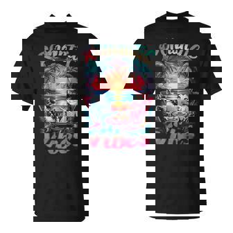 Cat Couple Summer Vibes Retro Cool Cat Romantic Vibes T-Shirt - Monsterry