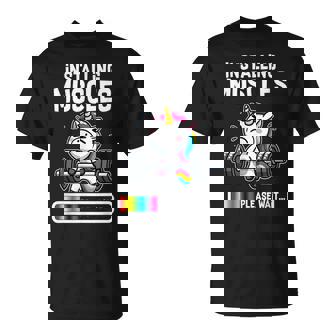 Cute Unicorn Workout Gym Fitness Weightlifting T-Shirt - Monsterry