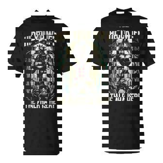 Graphic Hide Your Wife The Alpha Is Here Wolf Meme T-Shirt - Seseable