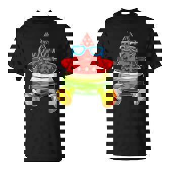 Melon Summer Fruit Sunglasses On Watermelon T-Shirt - Monsterry