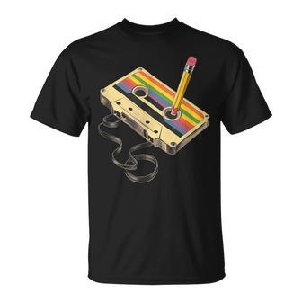 Nerd Retro Cassette Pencil Computer Old School T-Shirt - Geschenkecke