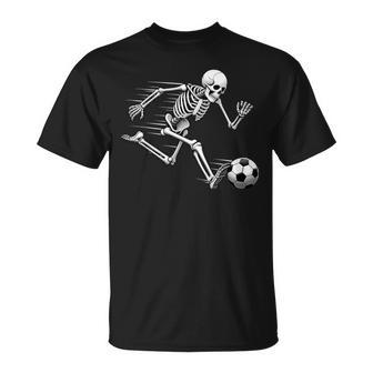 Skeleton Soccer Halloween Costume Soccer Player T-Shirt - Thegiftio