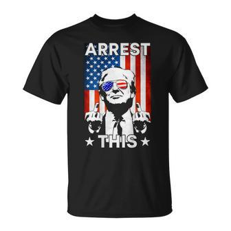 Trump Arrest This American Flag Trump 2024 On Back T-Shirt - Monsterry DE