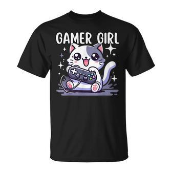 Gamer Girl Cat Gaming Cute Video Game Girls T-Shirt - Thegiftio