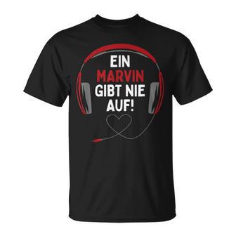 Gaming Headphones Ein Marvin Gibt Nie Auf Personalised T-Shirt - Geschenkecke