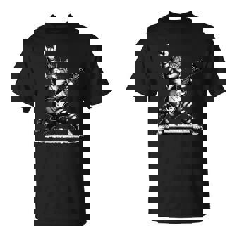 Gato De Rock Tocando La Guitarra Gato De Guitarra Divertido Camiseta unisex - Regaloses