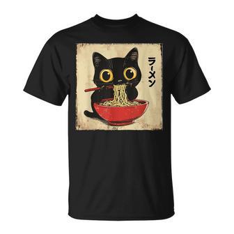 Gato Divertido Comiendo Ramen Fideos Japonesesintage Camiseta unisex - Regaloses