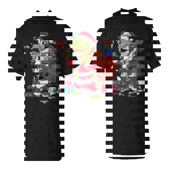 Gecko Xmas Lighting Santa Gecko Christmas T-Shirt - Monsterry