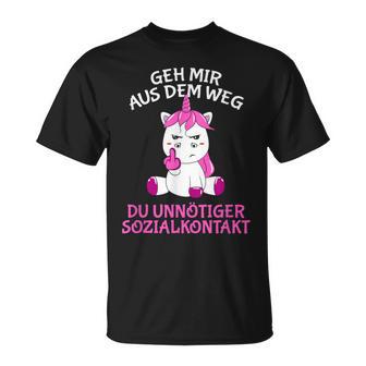 Geh Mir Aus Dem Weg Du Unnötiger Sozialkontakt Unicorn T-Shirt - Geschenkecke