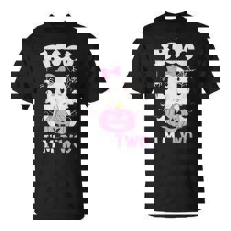 Ghost Boo I'm Two Year 2Nd Birthday Girls Halloween Groovy T-Shirt - Seseable