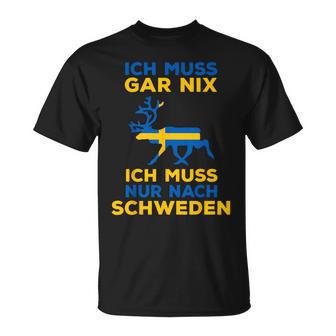 Ich Muss Nur Nach Sweden Scandinavia Nordlicht T-Shirt - Geschenkecke