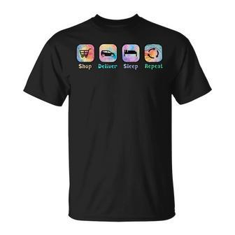 Gig Worker Life Shop Deliver Sleep Repeat Tie Dye Graphics T-Shirt - Monsterry DE