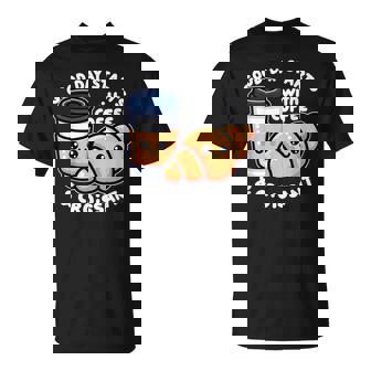 A Good Days Starts With Coffee And Croissant T-Shirt - Monsterry