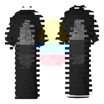 Gracioso Está En Mi Adn Colombia Bandera Huella Digital Camiseta unisex - Regaloses