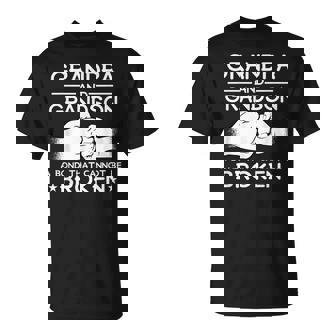 GRANDPA & GRANDSON BOND CAN'T BE BROKEN Fist Bump Meme T-Shirt - Monsterry