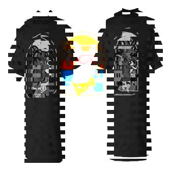 Great Dane On Board At Beach With Joint For Cannabis Lovers T-Shirt - Monsterry