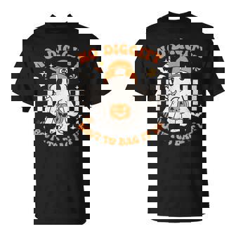 Groovy No Diggity Bout To Bag It Up Ghost Halloween T-Shirt - Thegiftio UK