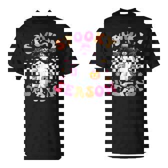 Groovy Retro Spooky Season Retro Ghost Halloween T-Shirt - Seseable