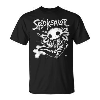 Halloween Cute Skeleton Spooksalotl Halloween Axolotl T-Shirt - Thegiftio UK