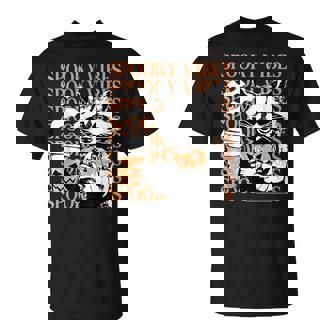 Halloween Raccoon Spooky Vibes Coffee Pumpkin T-Shirt - Monsterry