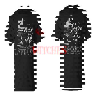 Halloween Glass Of Wine Drink Up Witches Drinking Wine T-Shirt - Monsterry