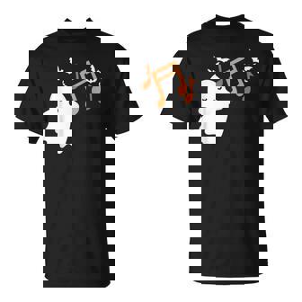 Halloween Music Note Ghost Teacher Fall Musical Instrument T-Shirt - Monsterry