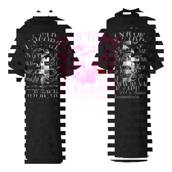 Halloween Pink Ghost In October We Wear Pink Breast Cancer T-Shirt - Thegiftio UK