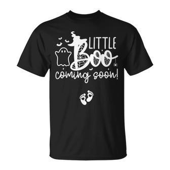 Halloween Pregnancy Announcement Little Boo Coming Soon T-Shirt - Thegiftio