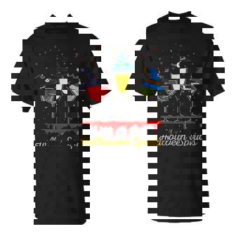 Halloween Spirits Wine Bubbly Martinis T-Shirt - Monsterry